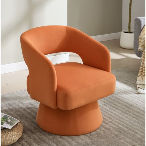 Drehsessel mit Chenille-Bezug und Drehfuß Orange OKMYHOME (1/5)