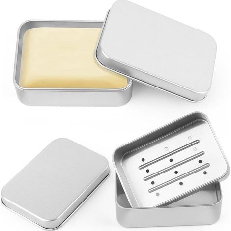 2 Pièces Boîte à Savon en Aluminium, Boîte à Savon avec Égouttoir, Porte Savons Amovible, Boite Savon de Voyage, Boite a Savon Etanche pour la Maison ou Les Voyages, Convient à Tous Les Savons Solides (1/5)