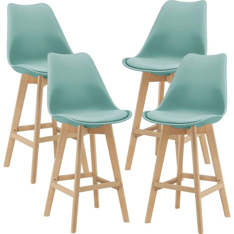 Set di 4 sgabelli da bar in faggio plastica sintetica 105x48x58 cm verde 030008719