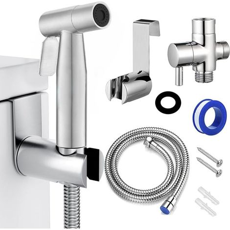 Kit Douchette WC Bidet Hygiénique avec Vanne 3 Voies (1/2") Douchette Intime pour Toilettes (1/5)