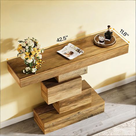 Table d'appoint moderne, table d'accent à piètement géométrique, console d'entrée, table d'appoint pour canapé-lit, meuble d'entrée (1/5)