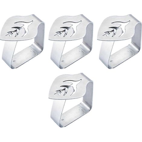Lot de 4 pinces à nappe robustes pour table de pique-nique, idéales pour la cuisine et la salle à manger.-leaf silver (1/5)