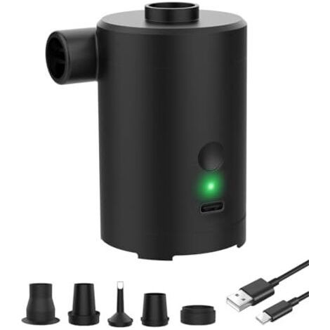 Bomba de aire eléctrica recargable, 3600 mAh, inflado y desinflado rápido, 5 boquillas, para inflar piscinas, colchones, para acampar y para viajes. Bomba de aire C1001