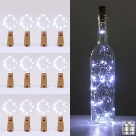 SOEKAVIA [12 pièces] LED Bouteille Guirlande, Guirlande Lumineuse, 2m 20 LED Lampes de Bouteille Étanche Fil en Cuivre Flexible Décoration pour Halloween, Noël, Partie, Mariage, Jardin, Pelouse [Class (1/5)