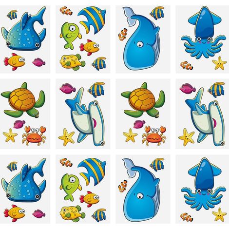 Autocollants Autocollants Muraux Sol en PVC Antidérapants 12 Motifs Animaux Marins pour Décoration Salle de Bain et Sécurité Garçon et Filles (1/5)