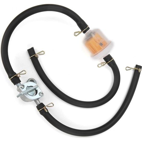 Gas Fuel Line Hose, 600mm/23.6in Inline Fuel Tank Tap Filter Pipe with Petcock Switch Shut Off Valve Universal Gasoline Filter Tubing Set for ATVs Chinese Scooter Mopeds
