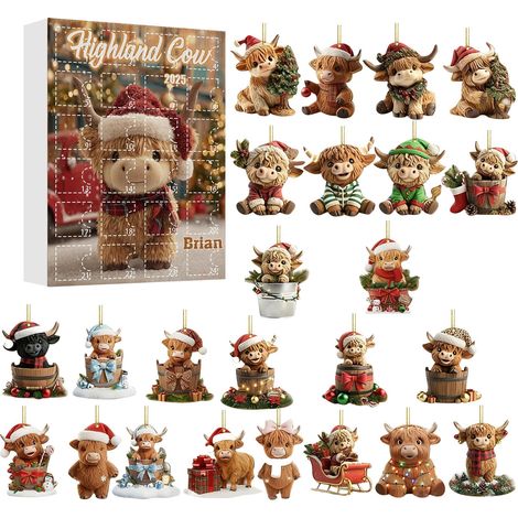 Calendrier De Lavent - Vache En Acrylique - 24 Cases Pour Compter Jusquau 25 Decembre - Decoration Noel - Lot De 1 (1/4)
