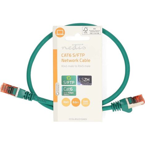 Nedis CAT6-Netzwerkkabel / RJ45 Stecker / RJ45 Stecker / S/FTP / 0.50 m / Rund / LSZH / Grün / Label