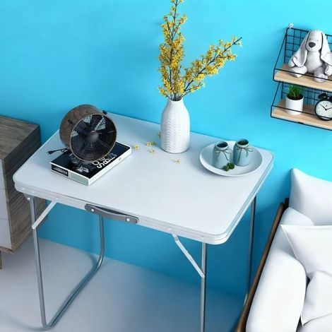 Erweiterter Klapptisch 80cm, mit Tragetasche für Camping Garten Balkon, Weiß