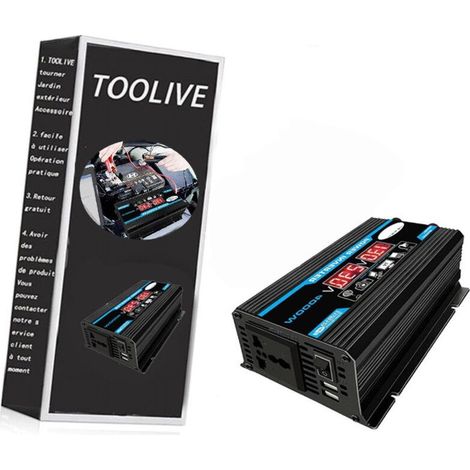 Convertisseur de tension 12V-220V 300W – Onduleur avec ports USB-C et USB-A 3A – Protection contre surchauffe et court-circuit - V-220 (1/5)