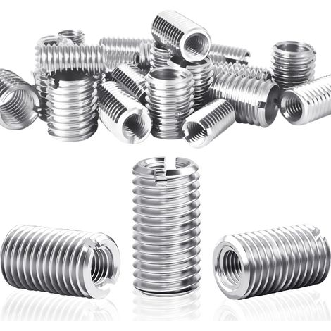 Insert fileté M10 sur M8 x 20 mm, 24 pièces adaptateurs filetés m10 m8, douille filetée en acier inoxydable, adaptateur pour connexions vissées, manchon de réduction m10 sur m8, réparation (1/5)