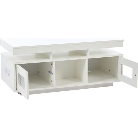 ELVMI Couchtisch mit 2 Türen, 2 Fächern und 1 Ablage, LED und USB-Anschluss, für Wohnzimmer oder Büro, 100 × 50 × 43 cm (1/5)