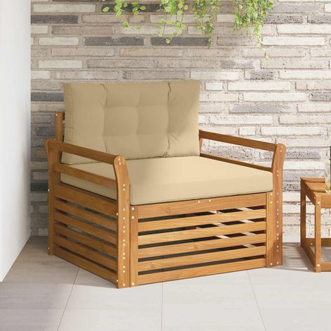 Outdoor-Sofagarnitur Massives Akazienholz und Polyester Natur