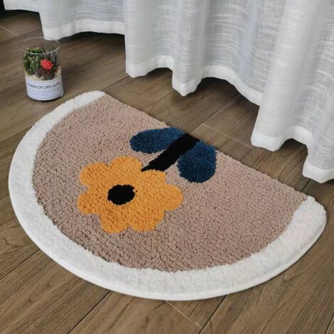 Tapis De Bain De Salle De Bain Tapis De De Salle De Bain Demi-Cercle Tapis De Salle De Bain Boho Tapis D'entrée De Bienvenue Antidérapant pour Salle De Bain Cuisine Salon (1/2)