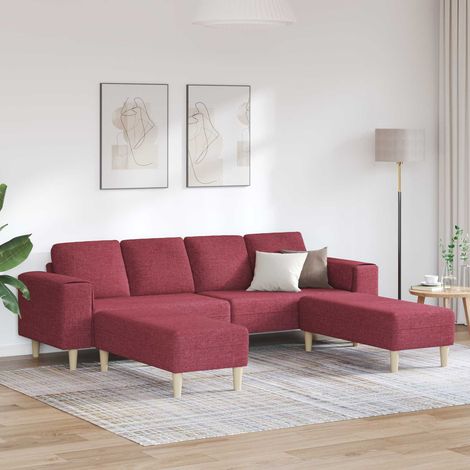 Wohnzimmer Couch 3 pcs Weinrot 250 x 188 x 76 cm Polyester (1/5)