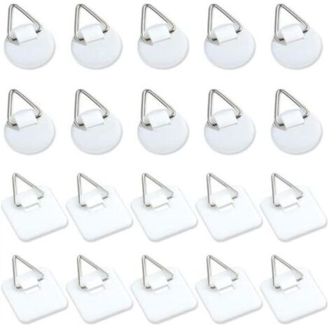Packung mit 20 unsichtbaren Klebehalterungen, 2,5 cm, vertikale Klebehalterungen für Wandplaketten, Wandplaketten für Teller, Bilder, dekorative Kunst (weiß) (1/4)