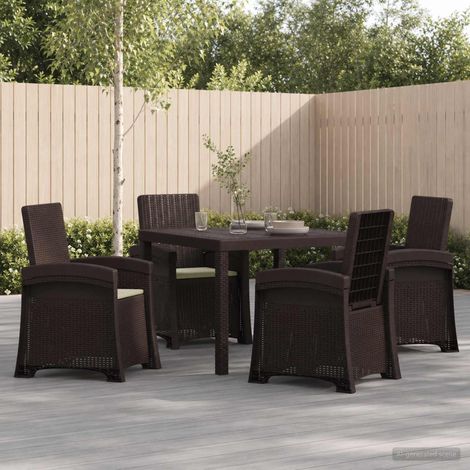 vidaXL Conjunto de Comedor de Jardín 5 uds. Marrón y crema PP (1/5)