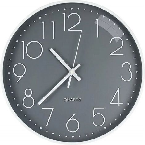 Silent Quartz Wall Clock 35cm Non Ticking Battery Operated Clock for Living Room Bedroom Office Kitchen Classroom (Grey White) (1/5)