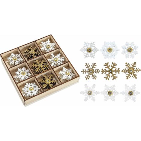 Fiocchi di Neve Natalizi Adesivi in Legno - Confezione da 108 Decorazioni (1/2)