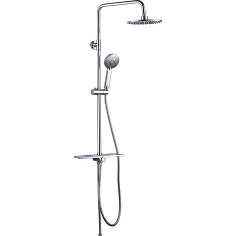 Colonna Doccia Roger in Acciaio con Mensola e Deviatore a Pulsante Soffione Ø22 cm (1/2)