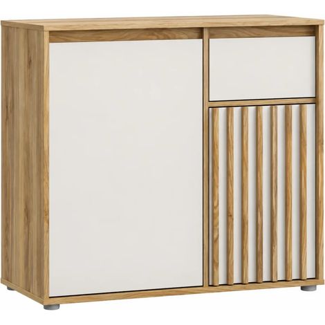 Mobile Multiuso Neutra Rovere e Cashmere con Anta Cannettata e Cassetto