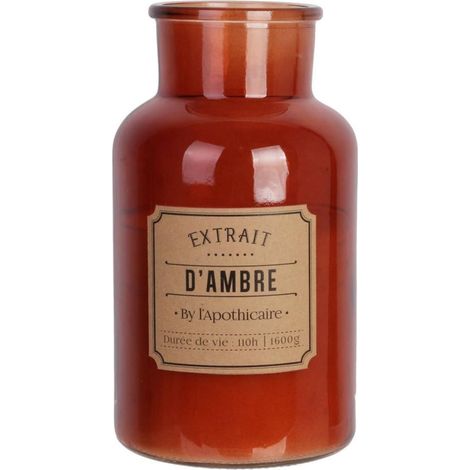 Bougie XXL en verre marron parfum ambre (H25,5cm) (1/4)