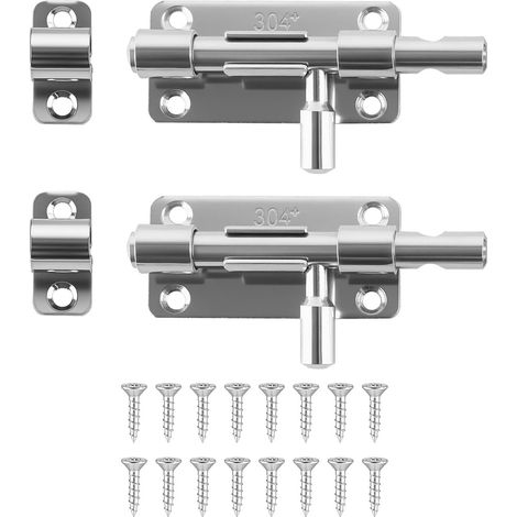 4 Zoll Edelstahl Türriegel, 2 Stück Rostfrei Abschließbar Schieberiegel Mehrwinkel Bolzenriegel für Fenster/Türen/Garten/Schuppen, mit Befestigungsschrauben (Silber) (1/5)