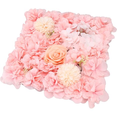 Wandpaneele aus künstlichen Blumen, simulierte Seidenrosen, Wanddekoration für Hochzeitsbühnen-Kulissen, 38 x 38 cm, rosa (1/5)