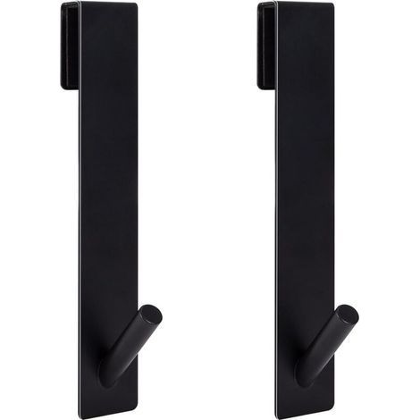 2pcs Shower Door Hooks, Stainless Steel Towel Hanger Hooks No Drilling on Frameless Shower Door for Bathroom(7cm Black) (1/5)
