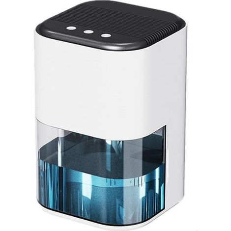 Déshumidificateur compact et silencieux 2 L blanc avec éclairage LED, absorbateur d'humidité pour pièce jusqu'à 20 m², maison (1/4)