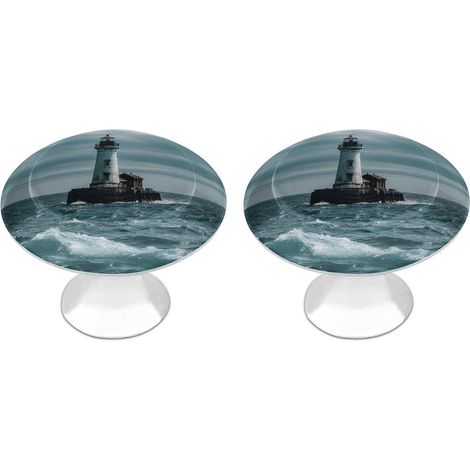 Boutons ronds en acier inoxydable à motif océan pour armoires (1/5)
