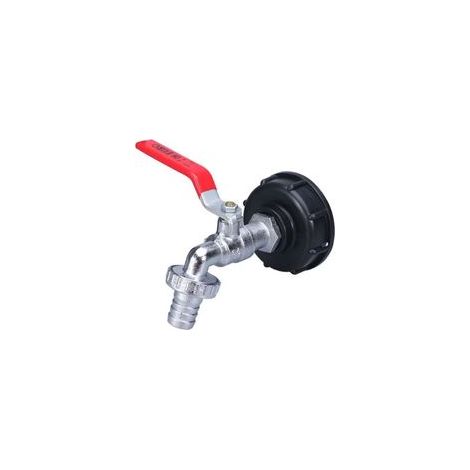 Adaptador para depósito IBC (conexión roscada de 1/2"), grifo para depósito de 1000 litros, grifo para sistema de recogida de agua de lluvia, grifo de salida, válvula y conexión para manguera de jardí
