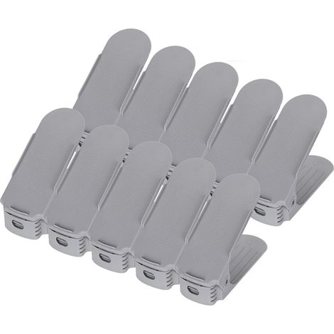Étagères à chaussures réglables lot de 10 empilables gris antidérapants organisateurs peu encombrants pour rangement de chaussures (1/5)