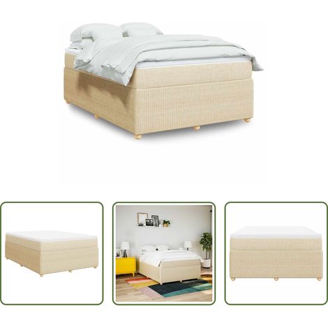 Matelas à ressorts ensachés - Sommier à lattes de lit avec matelas Crème 140x190 cm Tissu (1/5)