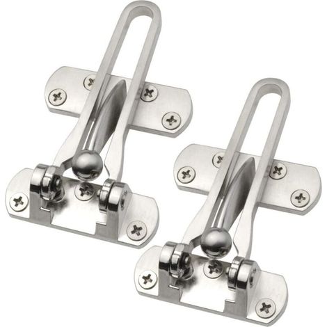 Verrou de sécurité pour porte d'entrée, lot de 2 verrous de sécurité enfant, verrou de renforcement pour la maison, convient aux portes tournantes et aux portes d'hôtel, en alliage d'aluminium massif (1/4)