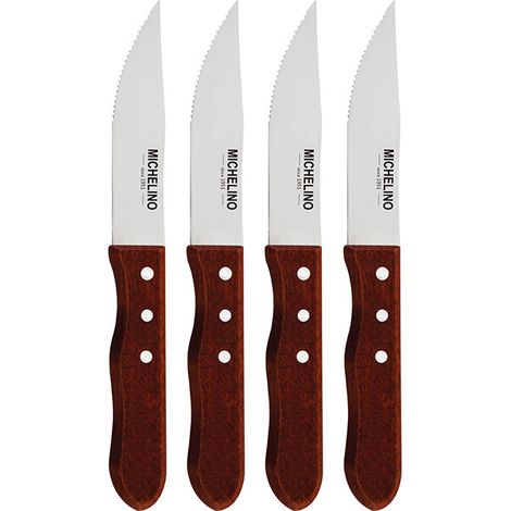 Michelino 4-tlg. Jumbo Steakmesser Set Messer Steakmesser mit Wellenschliff