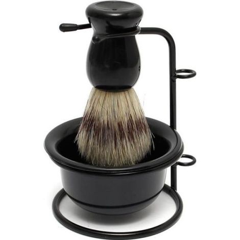 Rasage Outil Goutte Brosse à Cheveux + Rasoir Acier Support +Tasse Plastique Bol