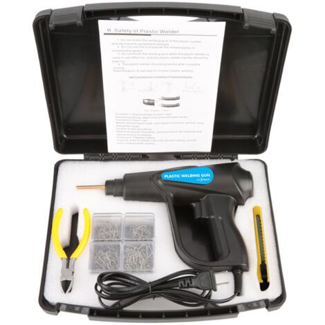 Kit de réparation de pare-chocs de voiture avec soudeuse plastique 160 W, 4 types d'agrafes, kit de réparation de soudure plastique avec agrafeuse à chaud, réparation de soudure plastique, agrafes pla (1/5)
