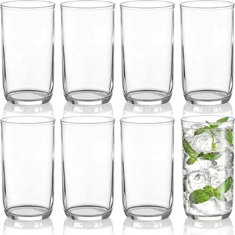 Highball Glasses, Collins Clear Plastic Drinking Cups, Reusable Water Bar Tableware Tumbler for Beer, Juice, Milk, Mojito (1/5)