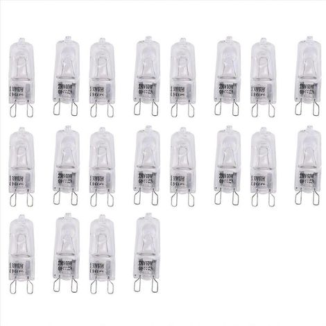 Lot de 20 ampoules halogènes G9, 60 W, transparentes, dimmables, 2800 K (1/5)