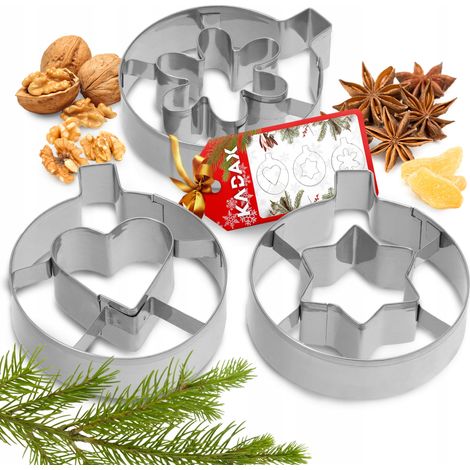 KADAX Ausstecher, Weihnachten Plätzchenausstecher aus Edelstahl, 3er Set, Ausstechformen für Keks, L (1/5)