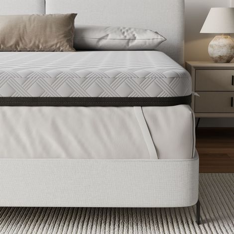 Surmatelas 160x200 cm - Épaisseur de 8 cm, Mousse à haute résilience, Ergonomique,Non amovible,Confort Optimal,Antidérapant,Gris