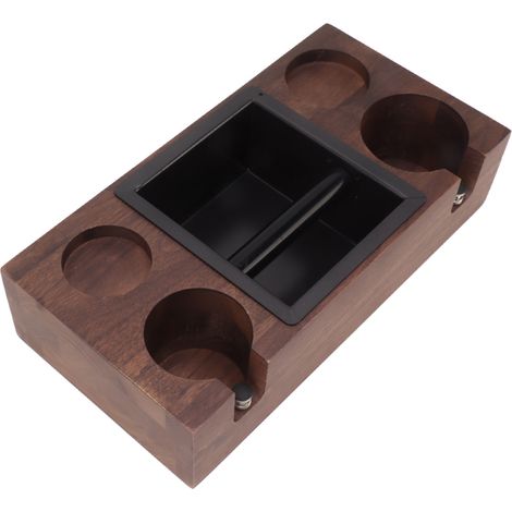 Station de tassage en bois, boîte à marc de café en métal, base de station de tassage réglable en hauteur (1/5)