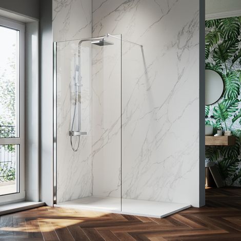 ELEGANT 1000mm Shower Door 8mm Easy Clean Glass Bathroom Screen Waterproof Walk in Shower Enclosure 1400x800mm Anti Slip Shower Tray and Waste Trap (1/5)