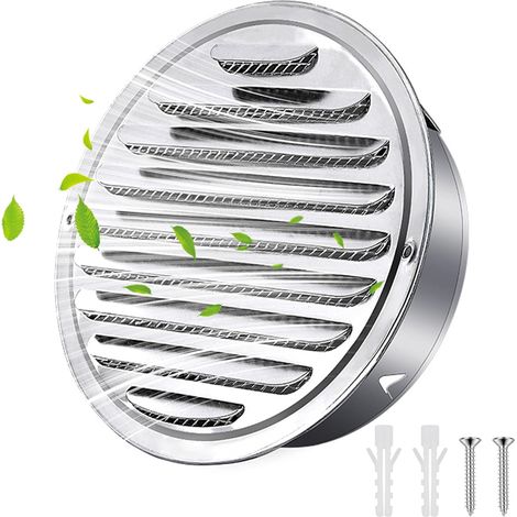 160mm Grille d'aération en Acier Inoxydable Ronde avec vis et Chevilles  Protection Contre Les intempéries Lamelles avec moustiquaire Boucle Grille d'évacuation d'air(Convient aux Trous 155-160mm) (1/5)