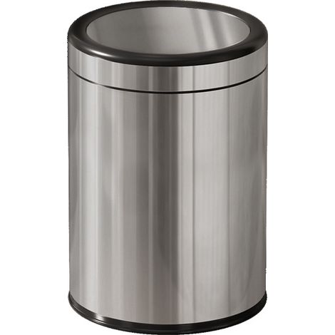 Poubelle Ronde 12L Sans Couvercle Direct en Acier Inoxydable Brossé, Double bac, Finition Argent Sablé, Poubelle Déco pour Salon Chambre Salle de Bain Hôtel, Ø23 x H32 cm (1/5)