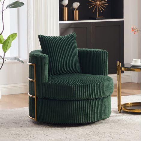 Canapé 76 x 79 x 78 cm pivotant 360° en cordon avec rangement, assise en mousse haute densité - vert (1/5)