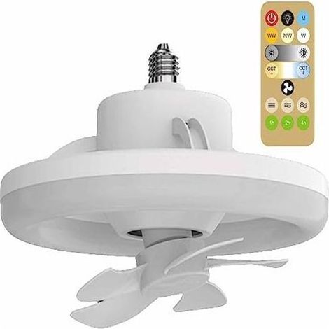 Ventilateur Plafond Moderne 26 cm – Avec Éclairage, Télécommande – 3 Vitesses, Design Discret 5 Pales – Pour Salle Manger, Chambre – Frifer 35W (1/5)