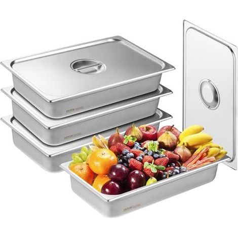 Bac Gastronorme GN 1/1 Lot de 4 Récipient Inox pour Bain-marie 0 (1/5)