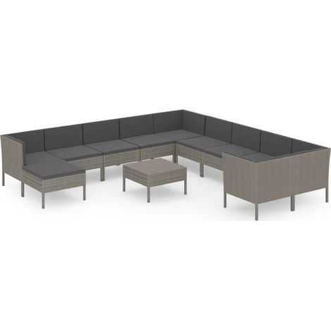 Maison Exclusive - 12-tlg. Garten-Lounge-Set mit Auflagen Poly Ra